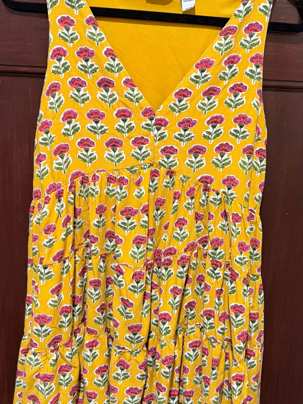 Sincerly Jules Yellow Floral V-Neck Tiered Sundress